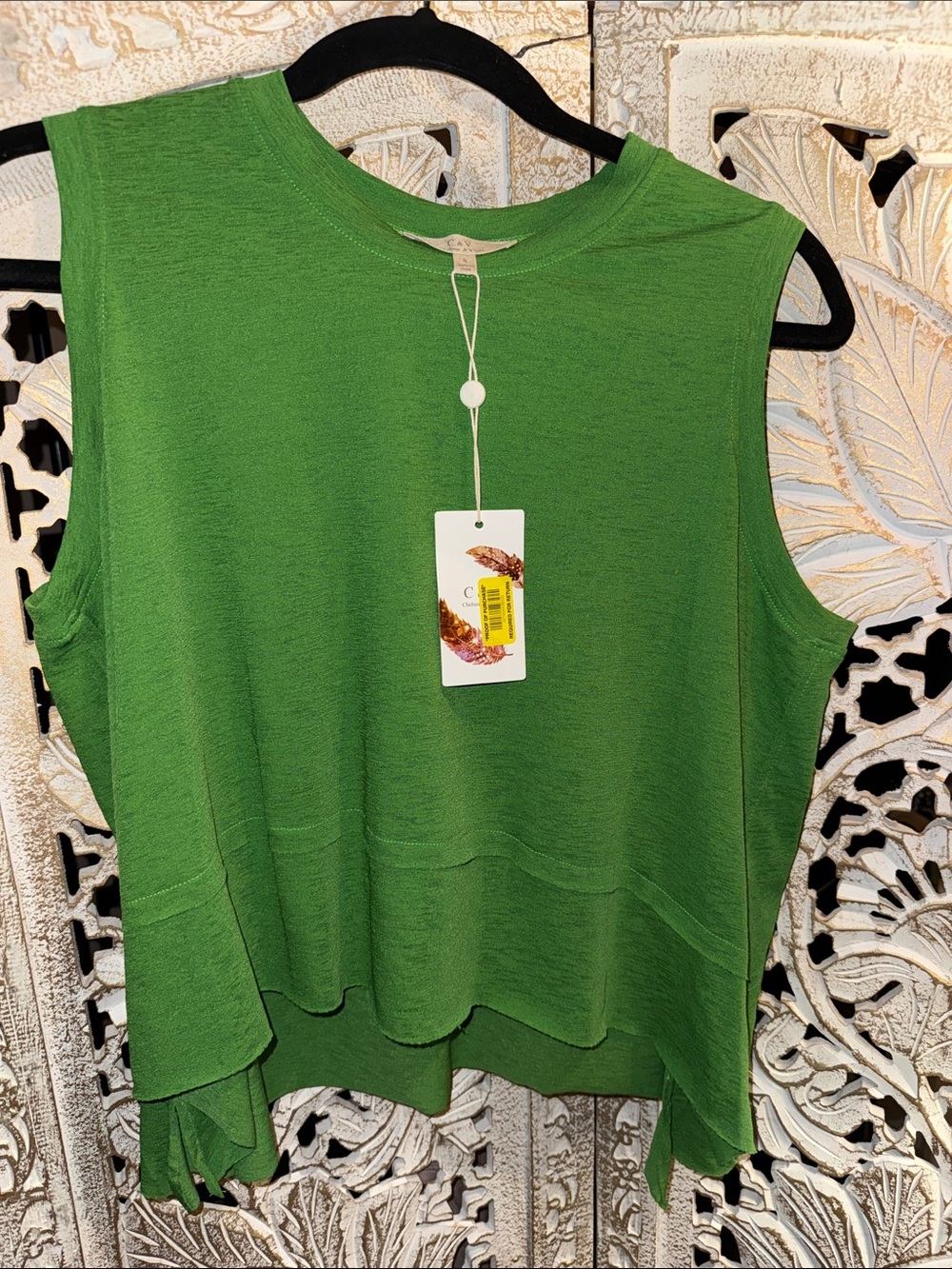 Chelsea & Violet Layered Sleeveless Knit Tank in Bright Green